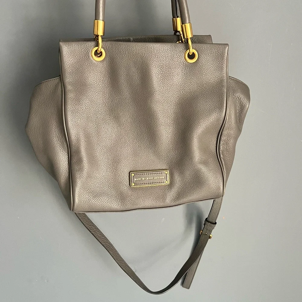 Marc By Marc Jacobs Gray Leather Satchel with Gold Hardware